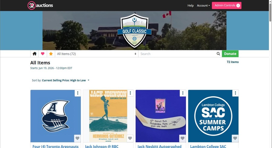2026 Lambton College SAC Golf Classic Silent Auction